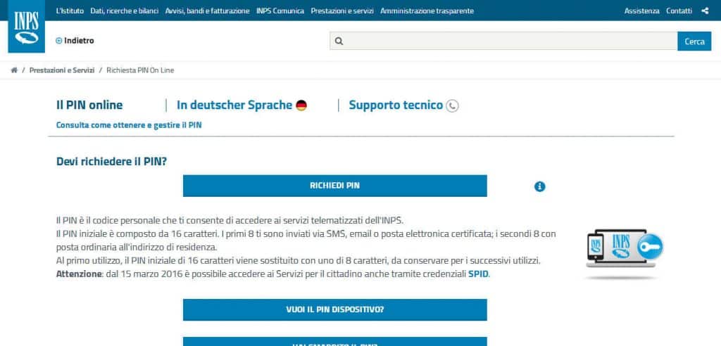 Pin Inps Online Richiesta E Conversione In Pin Dispositivo