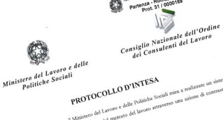 Protocollo Ministero Consulenti del Lavoro Asse.co