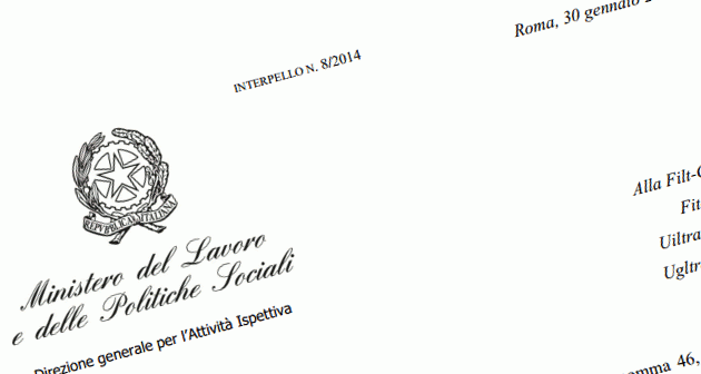 Interpello al Ministero del Lavoro
