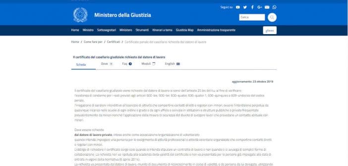 certificato penale antipedofilia