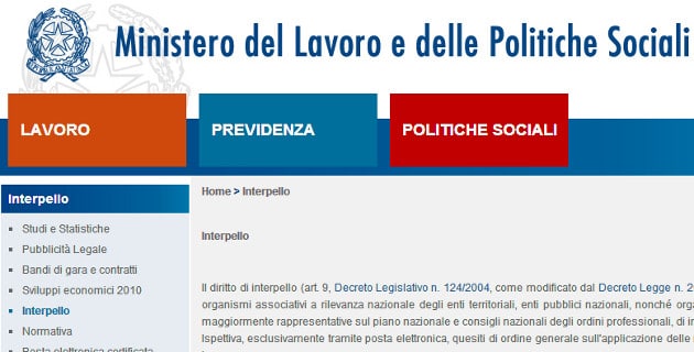 Interpelli al Ministero del Lavoro