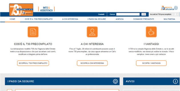 730 precompilato da agenzia entrate