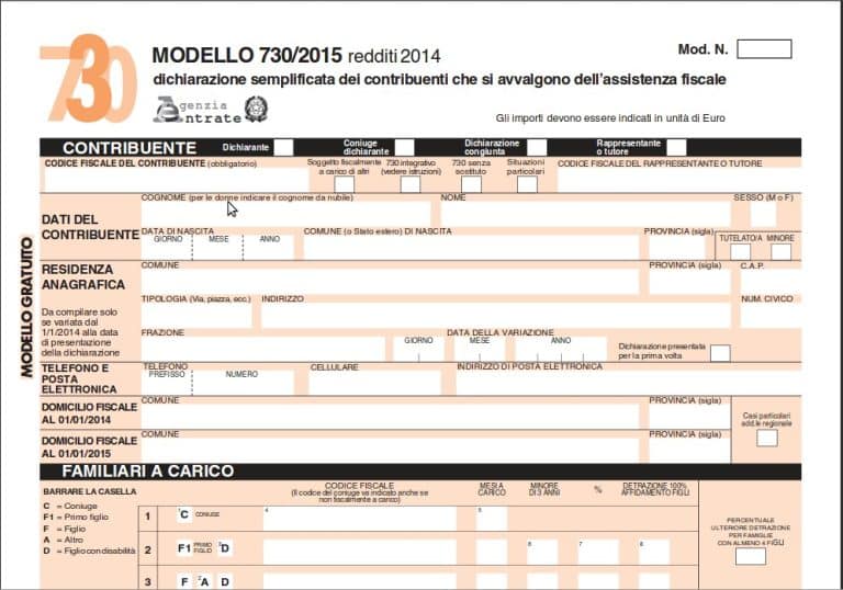 Modello 730 2015