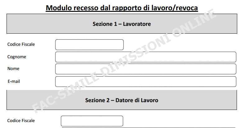 modulo dimissioni online