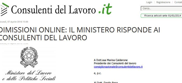procedura online per le dimissioni volontarie