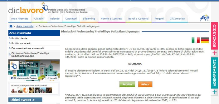Dimissioni online Consulenti del lavoro