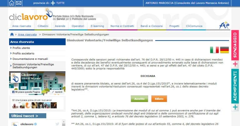 Dimissioni online Consulenti del lavoro