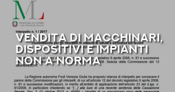 Sicurezza lavoro: vendita di attrezzature e macchinari non a norma