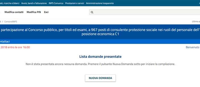 Nuovo concorso INPS, domanda online