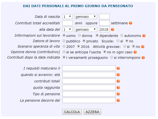 Calcola età pensione