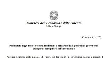 Pensioni di guerra e vitalizi perseguitati