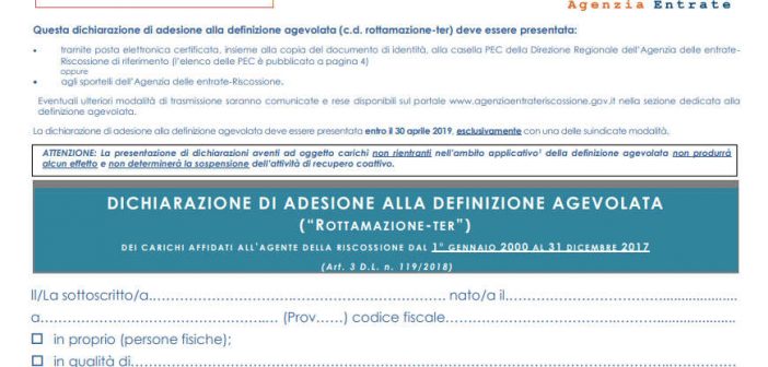 Rottamazione ter, modello DA-2018