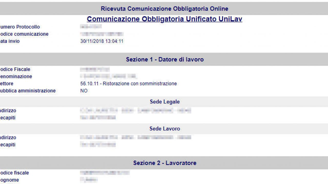 Comunicazione Unilav Assunzione Proroga Trasformazione E