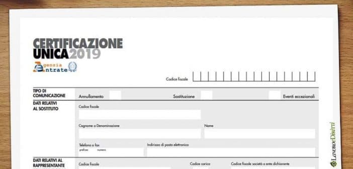 certificazione unica 2019 | CUD | CU