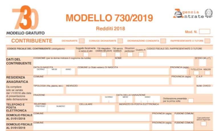 Modello 730 2019