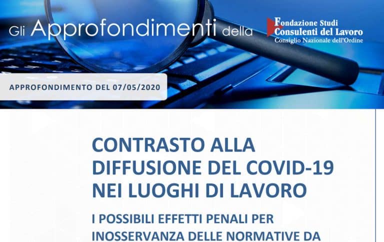 Sicurezza sul lavoro Covid-19