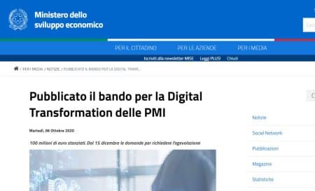 Bando MISE Digital Transformation PMI