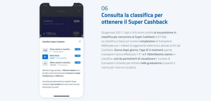 Classifica Super cashback 2021