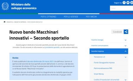 Nuovo Bando Macchinari Innovativi