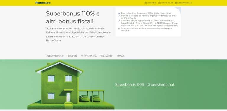 Superbonus 110, cessione del credito a Poste Italiane