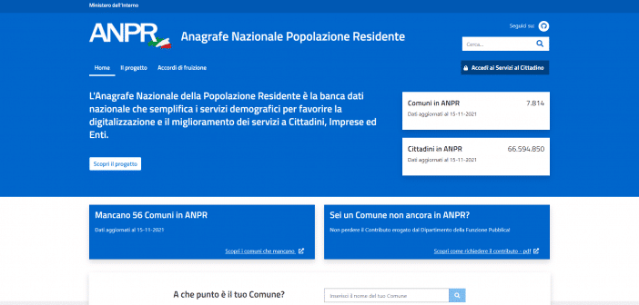 certificati anagrafici gratis online ANPR