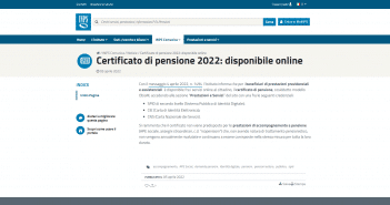 Certificato di Pensione 2022