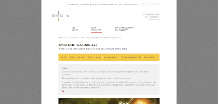 Incentivi per investimenti sostenibili di Invitalia