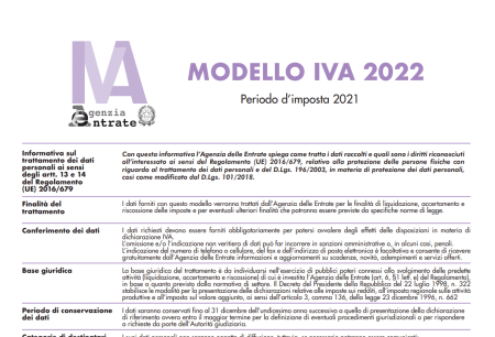 Modello IVA 2022