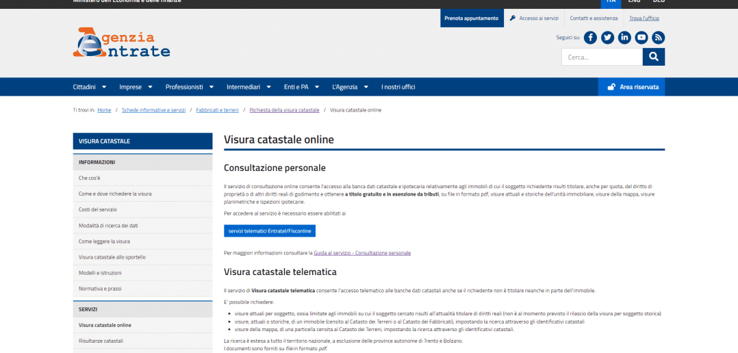 Visura catastale gratis e a pagamento guida aggiornata Agenzia Entrate