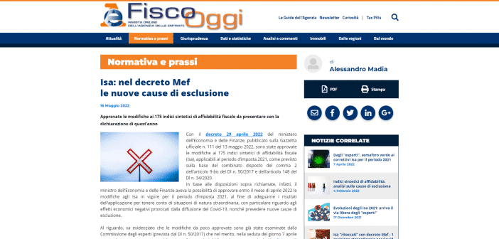 ISA 2022, nuove cause di esclusione