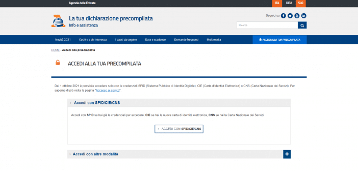PIN per accedere al 730 precompilato 2022