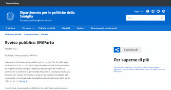 Bando RiParto 2022 avviso pubblico