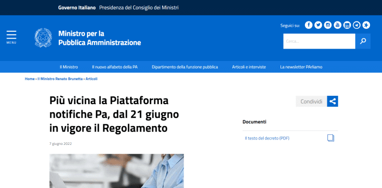 Notifica online atti pubblica amministrazione