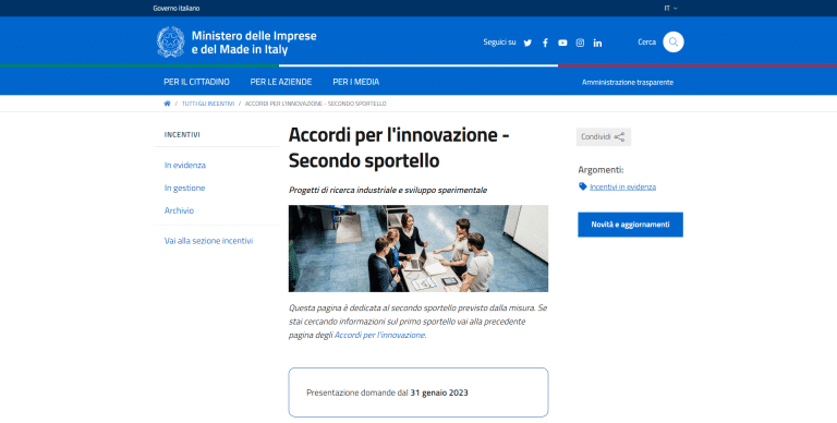 accordi per l'innovazione