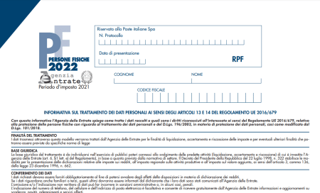 Modello Redditi Persone fisiche (Pf) 2022