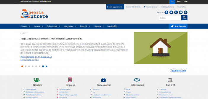Registrazione preliminare di compravendita Rap online