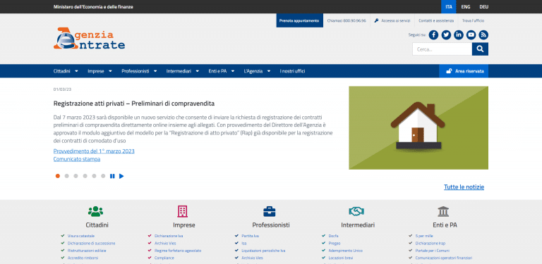 Registrazione preliminare di compravendita Rap online