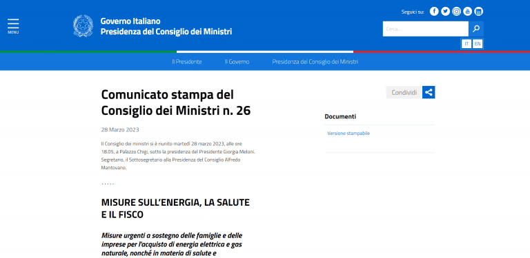 Nuovo Decreto bollette