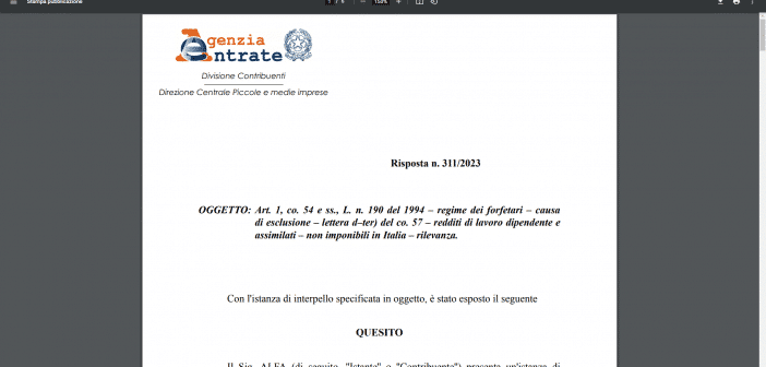 pensione estera regime forfettario