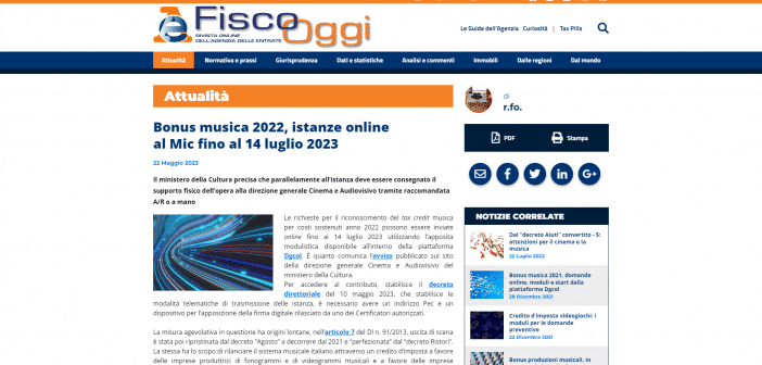 Tax credit musica