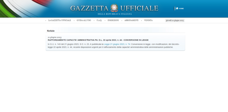 Decreto PA bis pubblicato in Gazzetta Ufficiale