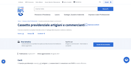 Cassetto previdenziale artigiani e commercianti