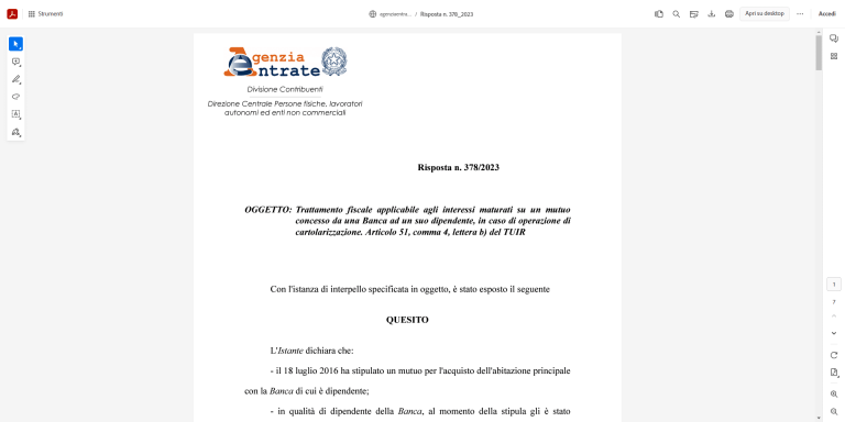 Nei prestiti ai dipendenti, per il fringe benefit è irrilevante la cartolarizzazione