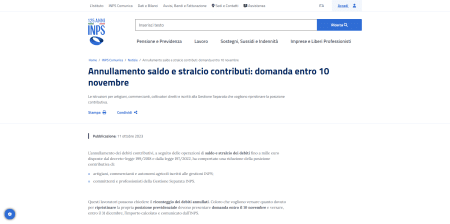 Inps annullamento saldo stralcio contributi