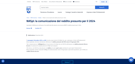 NASpI, comunicazione del reddito presunto