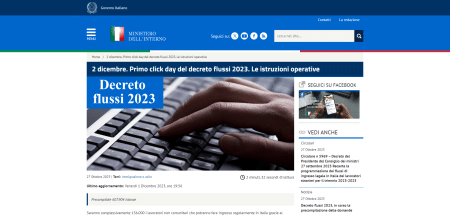 2 dicembre primo click day del decreto flussi 2023