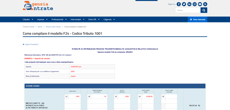 codice tributo 1001