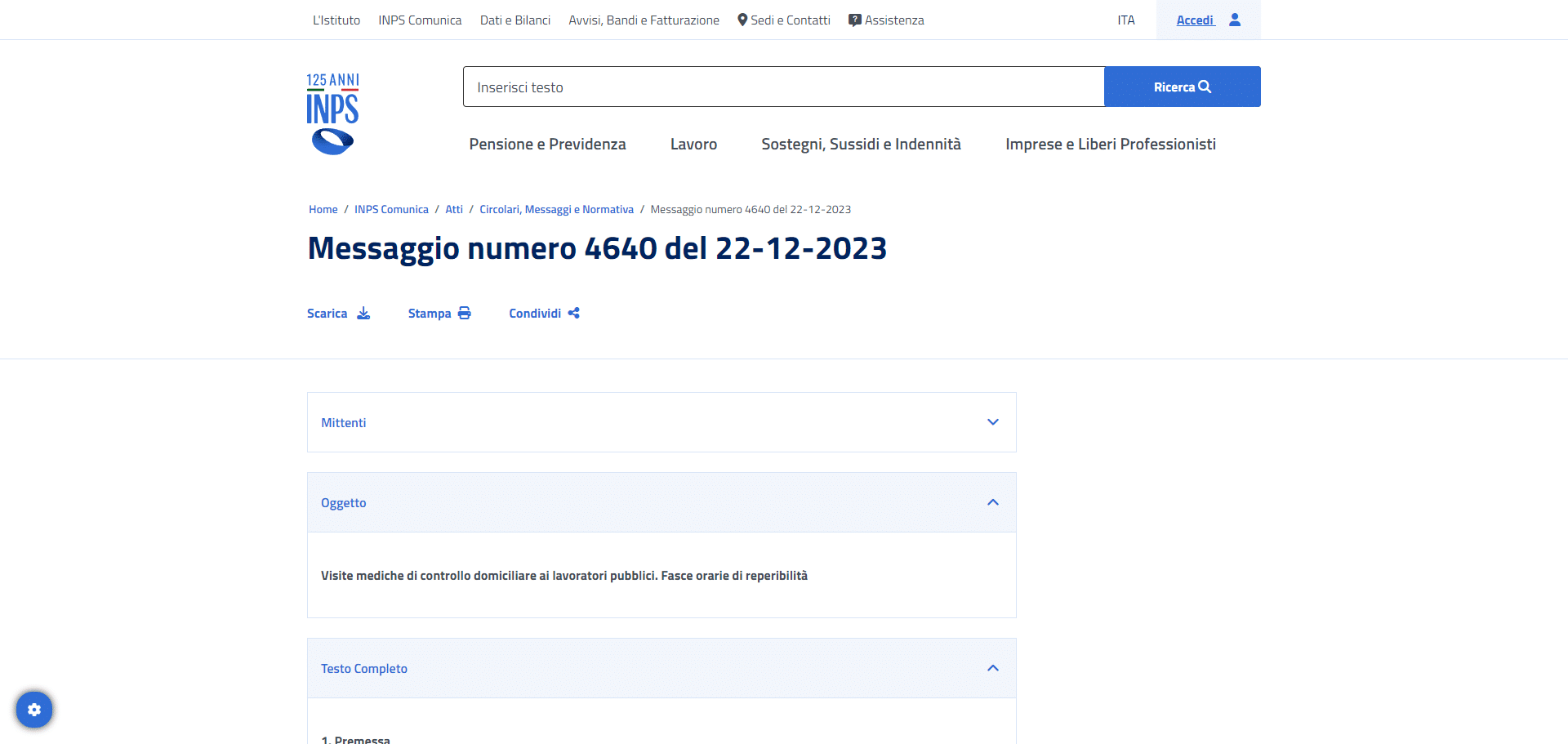 Orari Malattia Dipendenti Pubblici, novità INPS dopo sentenza TAR
