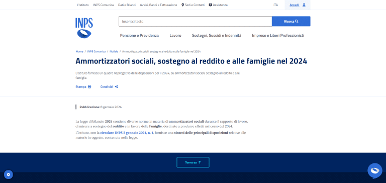 Ammortizzatori sociali 2024