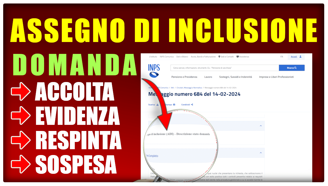 Assegno inclusione (ADI): domande accettate, respinte o sospese